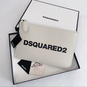 ⭕️ DSQUARED2 White Clutch Leather Logo Women’s